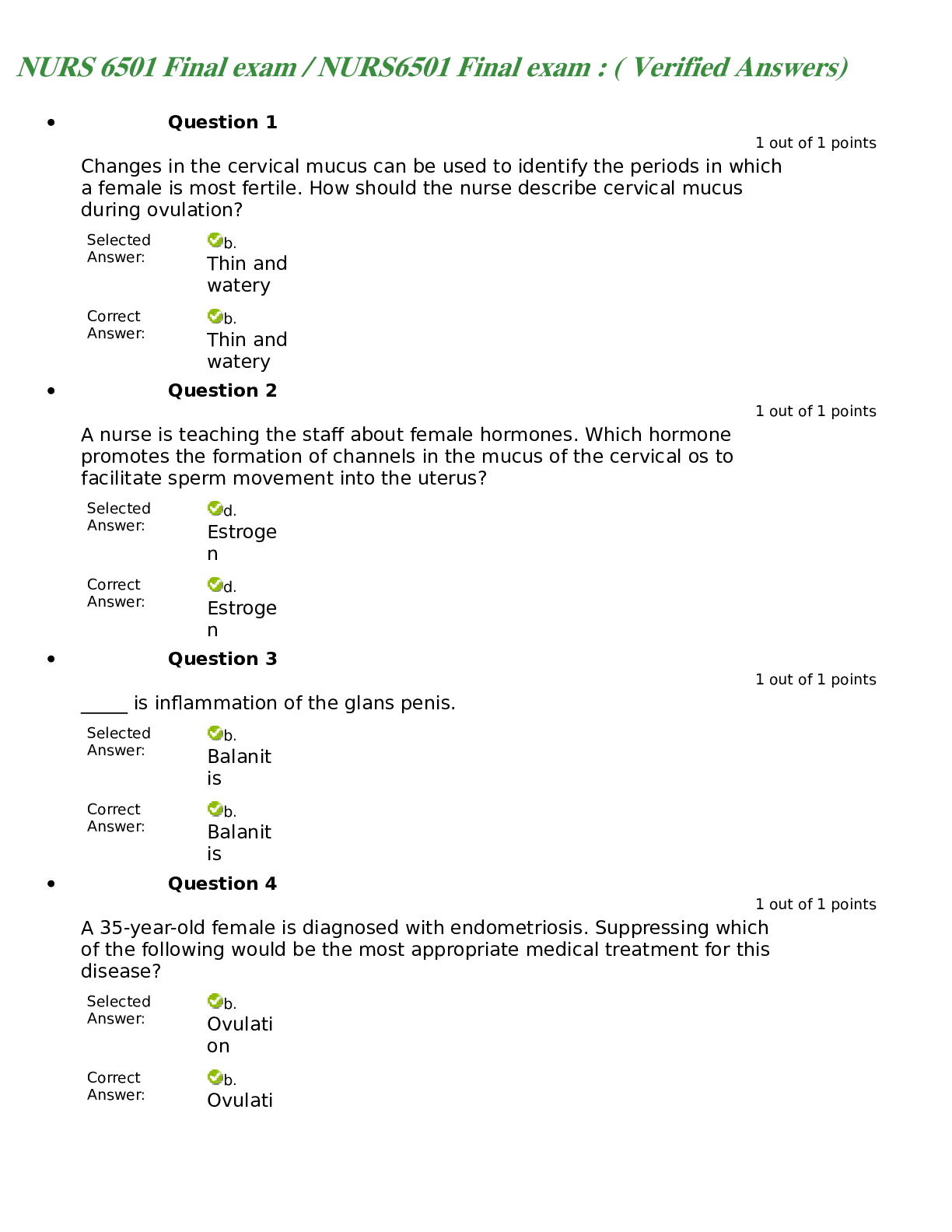 Preview image for NURS 6501 Final exam / NURS6501 Final exam : ( Verified Answers)